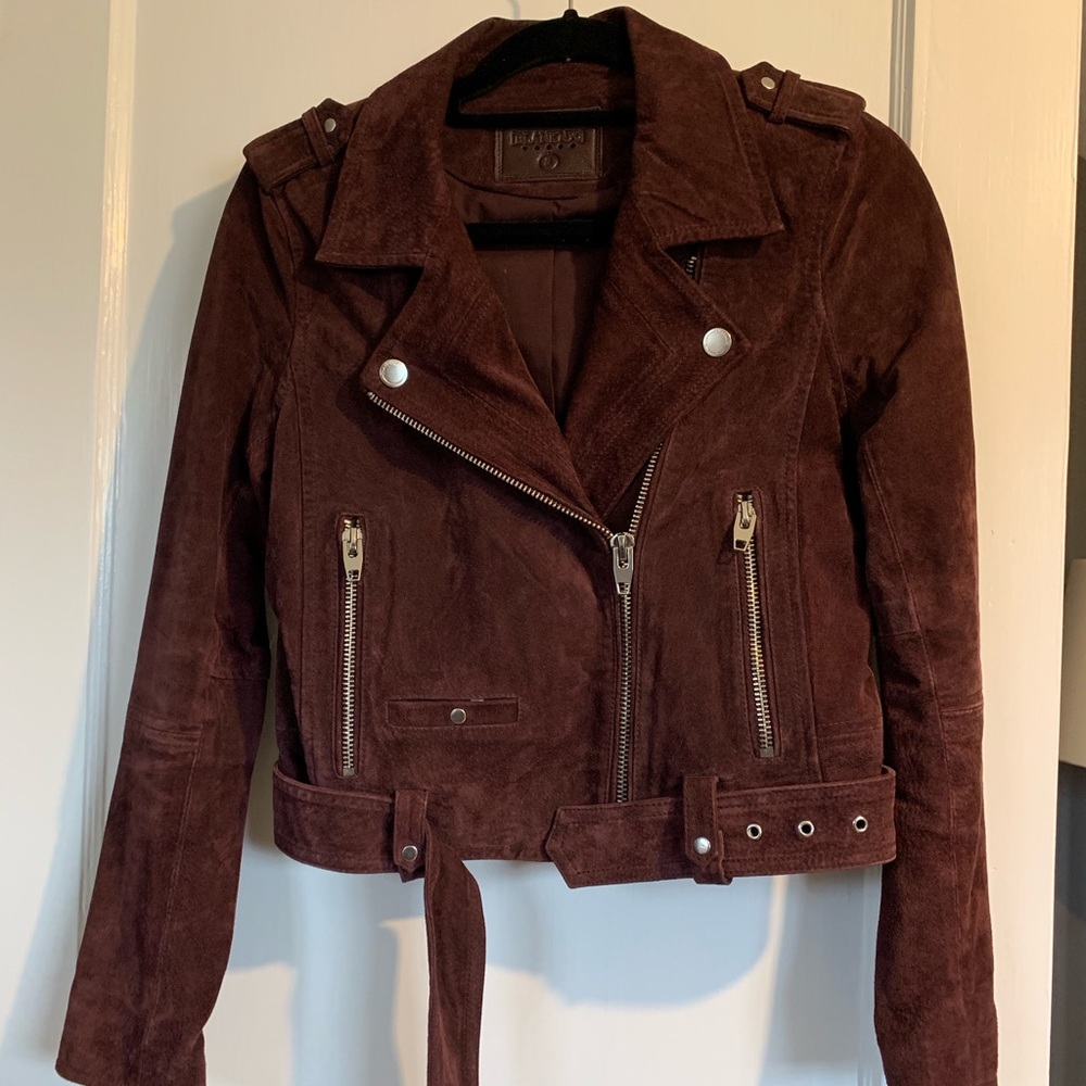 Blank NYC Wine Colored Suede Moto Jacket- Size S